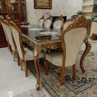 میز ناهارخوری ۱۰ نفره با شیشه سکوریت