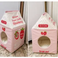 خانه یا لانه گربه و سگ طرح توت فرنگی