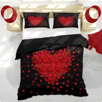 روتختی مخمل طرح قلب 4تیکه دونفره