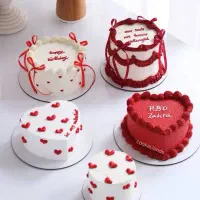 سفارش کیک ولنتاین و دسته گل روبانی