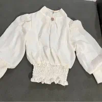 فروش شومیز حریر سفید مجلسی آستین دار