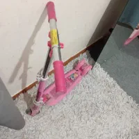 اسکوتر صورتی به همراه خرس سفید بزرگ
