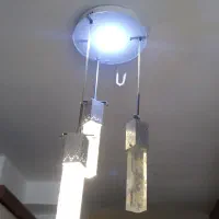 لوستر سه شاخه شیشه ای  شیک سالم