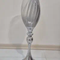 گلدان استیل و شیشه تزیینی