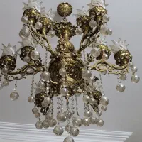 لوستر برنجی فوق سنگین۶ شاخه ۱۲ شعله طوقه شاه عباسی