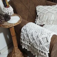 مکرومه بافی کوسن ،رانر،شال مبل،رومیزی گرد