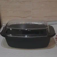 ماهیتابه چدن با درب پیرکس سالم و شیک