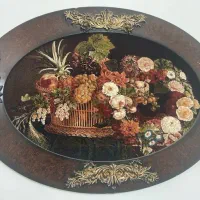 تابلو فرش ماشینی بیضی با بیش از ۲۰ترکیب رنگ