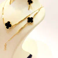 سرویس طلا ونکلیف مشکی گردنبند دستبند گوشواره|جواهرات|مشهد, ده دی|دیوار