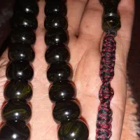 تسبیح کهربا پرچمی ۳۳دانه رگه دار