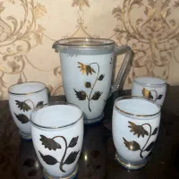 پارچ و لیوان قدیمی آنتیک طلاکوب