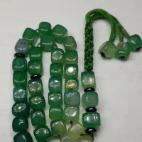 تسبیح عقیق سلیمانی سبز رگه دار اصلی