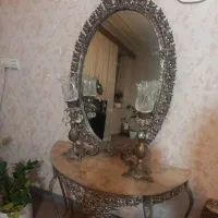 آیینه کنسول وشمعدانی برنز