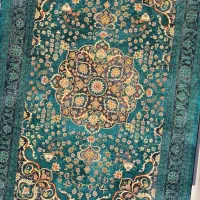 فرش کلاریس ابریشمی باغ گل سبز درخت زندگی هلنا|فرش|کاشان, شهید زجاجی|دیوار