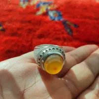 انگشتر نقره با نگین باباقوری کهنه رکاب تمام دستساز