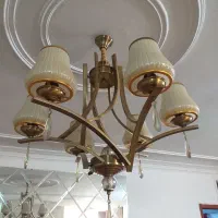 لوستر ۶ شاخه مدرن رنگ برنزی در حد نو|لوستر و چراغ آویز|ری, ظهیرآباد|دیوار