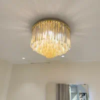 لوستر کریستالی قطر 50 با دو عدد دیواری