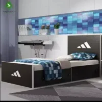 تخت یک نفره مشکی سایز 2 در 90 چوبی همراه با تشک