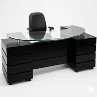 میز مدیریت ال مدرن ام دی اف و شیشه