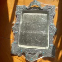 سینی استیل نفیس طرح فیروزه‌ای نو و استفاده‌نشده