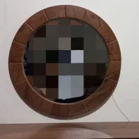 آینه گرد چوبی