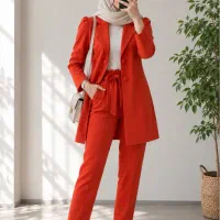 کت و شلوار زنانه نارنجی آجری شیک
