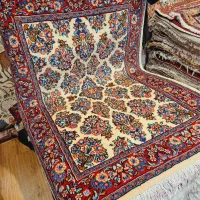 ذرع و نیم دستباف آکبند کرم پیازی دسته گلی