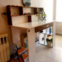 میز تحریر مطالعه با پایه کتابخانه بزرگ و کشو تک|میز تحریر و کامپیوتر|اصفهان, شهرک میلاد|دیوار