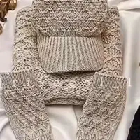 ست کامال کلاه و شال رینگی و دستکش بافت