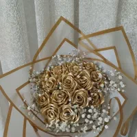 دسته گل روبان طلایی|گل مصنوعی|پاکدشت, خاتون آباد|دیوار