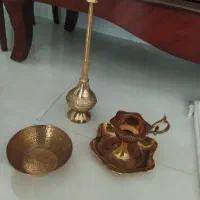 گلاب پاش و شمعدونی و کاسه قرآنی برنز
