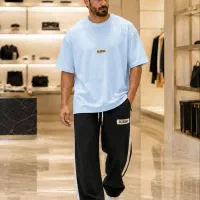 ست تیشرت شلوار کنفدار پنبه گلکسی درجه 1خنک شیک