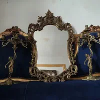 اینه و شمعدان قدیمی مارک دار