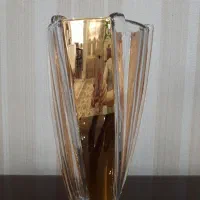 گلدان کریستال طلایی بوهمیای چک