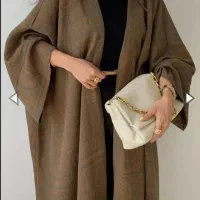 مانتو ژاکارد پنبه، فری سایز، مناسب ۴ فصل،رنگ موکا،