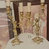 یک جفت چراغ لامپی نسبتا سنگین برنج جنس م غوب