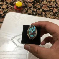 انگشتر فیروزه تار عنکبوتی نیشابور دستساز