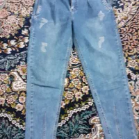 شلوار لی آبی رنگ قد ۱۰۰  مام  دخترانه