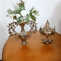 گلدان و قندان برنجی