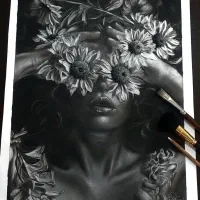 نقاشی چهره سیاه قلم و پرتره هدیه ایی