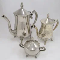 تی ست نوربلین لعاب نقره ۲ قوری چای قهوه و قندان