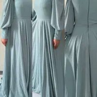 لباس مجلسی حریر سبز آبی سایز 38