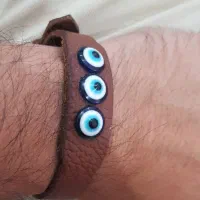 دستبند چرم طبیعی سنگ چشم بسیار زیبا