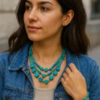 نیم ست سنگ فیروزه|جواهرات|تبریز, |دیوار