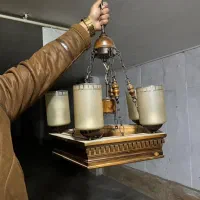 لوستر چوبی شرکتی دوعدد|لوستر و چراغ آویز|اراک, |دیوار