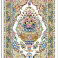 کد ۱۶۰۰۷۱ ،ابریشم دستکار زمینه کرم