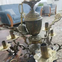 لوستر برنز ۳ شاخه و ۶ شعله|لوستر و چراغ آویز|ساری, |دیوار