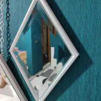 آینه دکوراتیو ۹عددی لوزی چوبی|آینه|تهران, شهرک چیتگر|دیوار