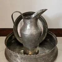 تشت لاله دار مسی .پارچ و ماهیتابه مسی قدیمی