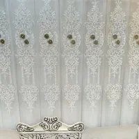 پرده پذیرایی  نوحریر گلدوزی شده برجسته  گلدوزی شده